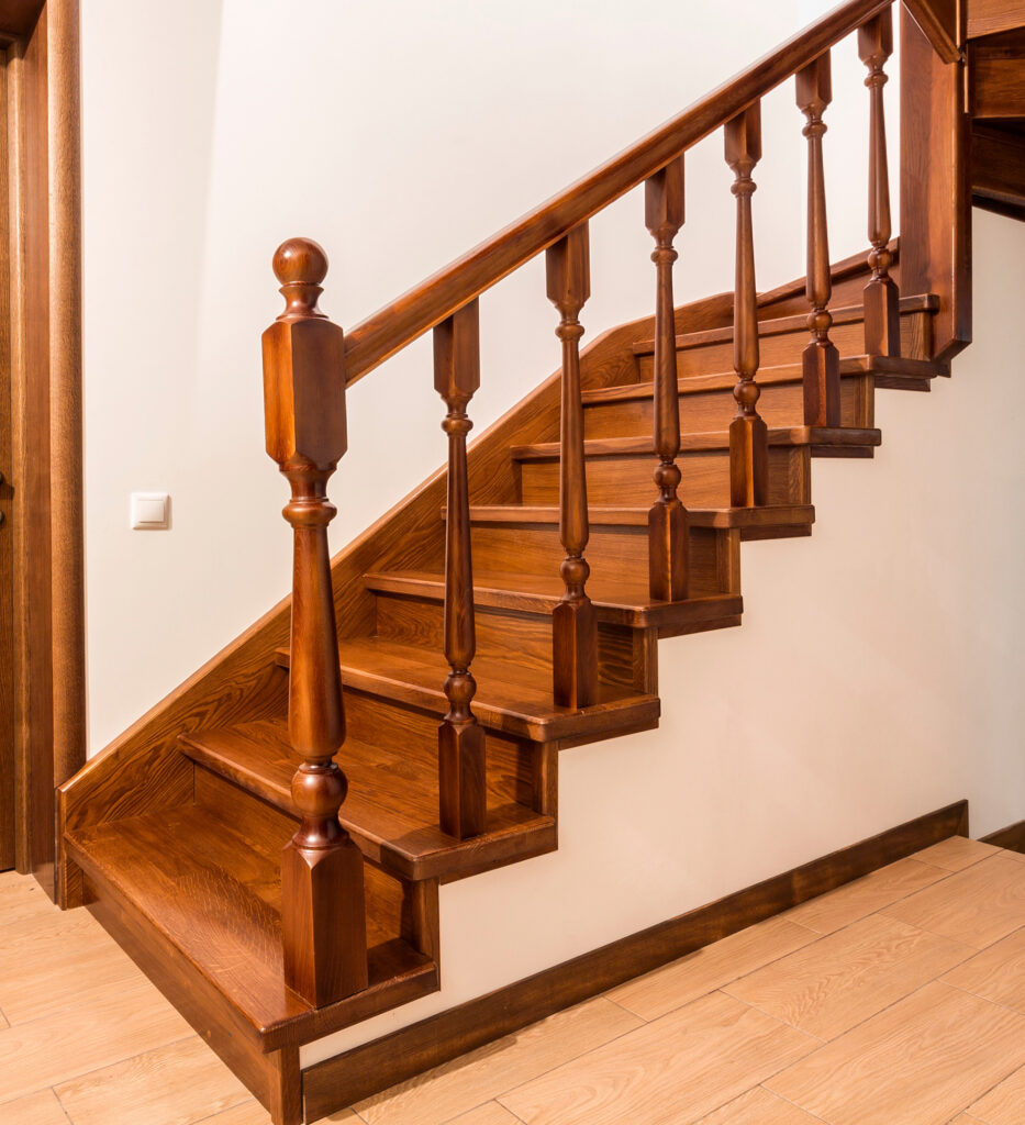 luxury vinyl plank flooring installed on a staircase in a split-level Metro Atlanta area home