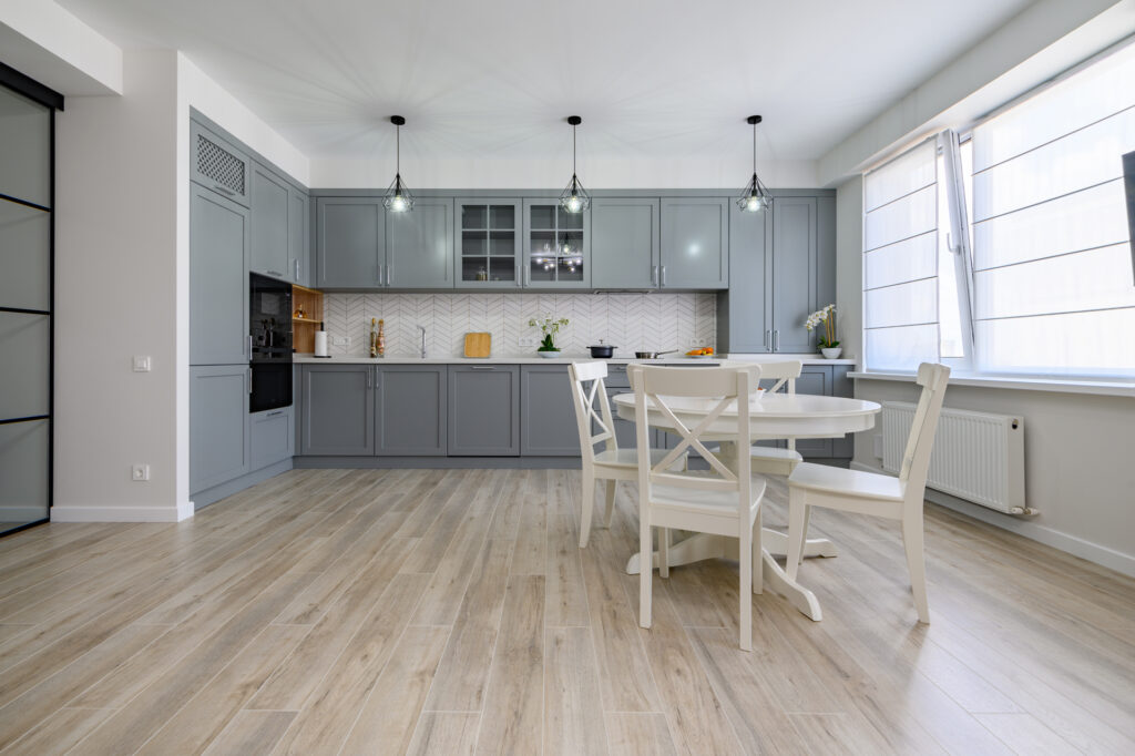 SPC luxury vinyl flooring installed in a kitchen