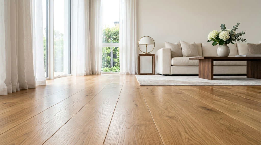 newly installed hardwood flooring