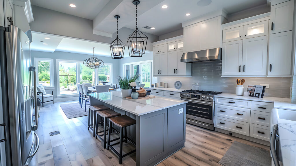 luxury vinyl plank flooring installed throughout kitchen and dining area